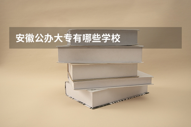 安徽公办大专有哪些学校