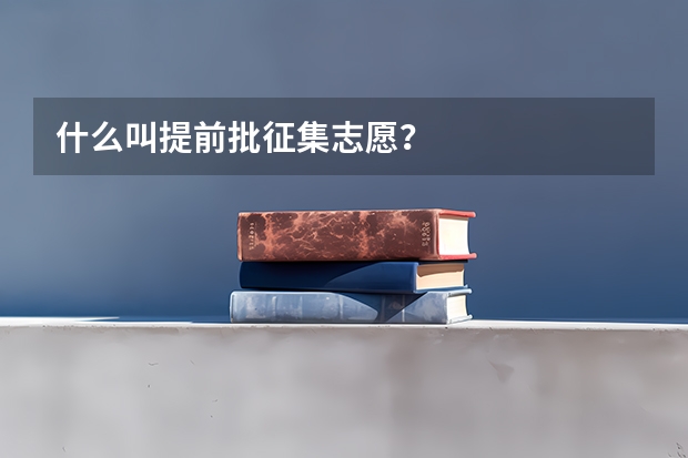 什么叫提前批征集志愿？